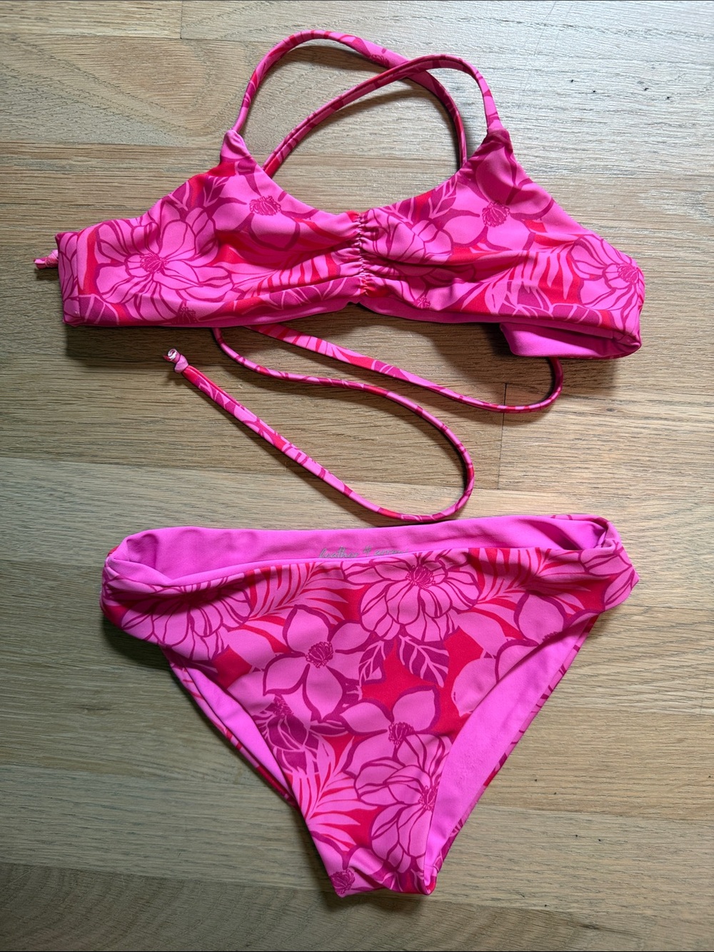Girls' Bright Pink Floral Two-Piece Swim Bikini